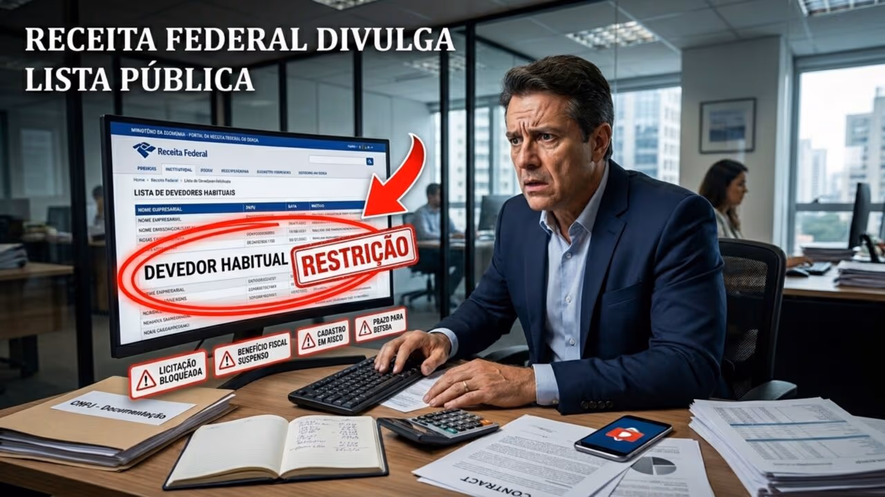 Receita Federal inicia divulgação de contribuintes devedores e cria restrições que atingem cadastro e benefícios