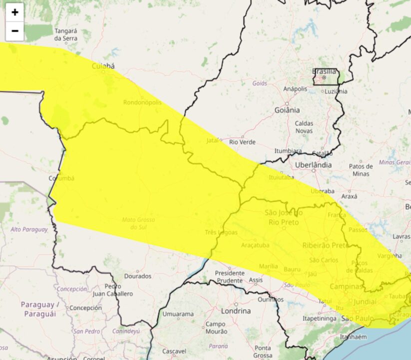 Regiões Sudeste e Centro-Oeste estão sob alerta do Inmet para fortes chuvas nessa 4°feira, 24 