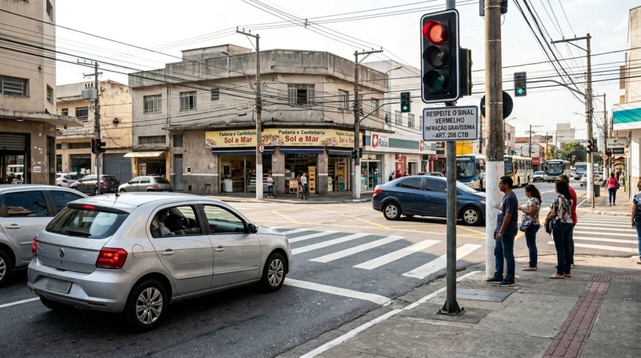 Motorista que não conhece o art. 208 do CTB pode tomar multa no farol sem nem perceber