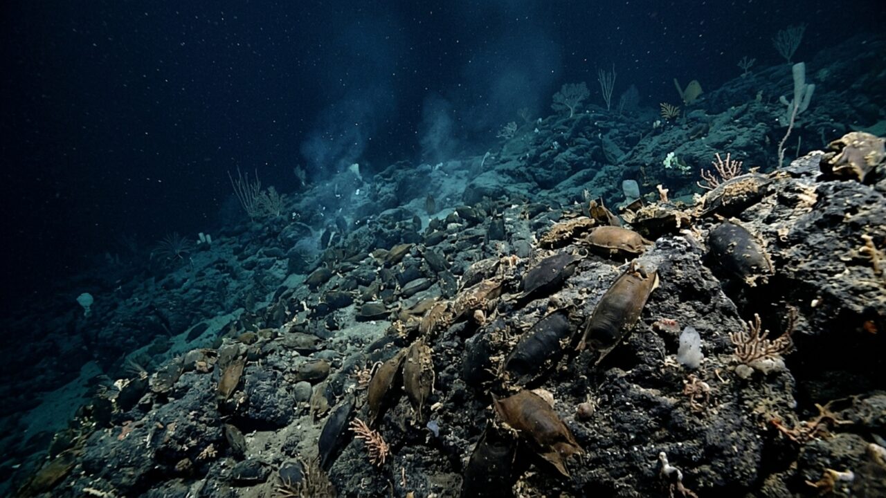Cerca de 1.000.000 de ovos gigantes são encontrados em fase de incubação dentro de um vulcão submarino ativo