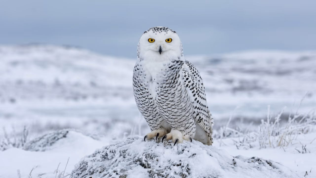 Munido de uma visão extraordinária para detectar roedores sob o gelo, o predador de plumagem branca resiste a invernos brutais no Círculo Polar