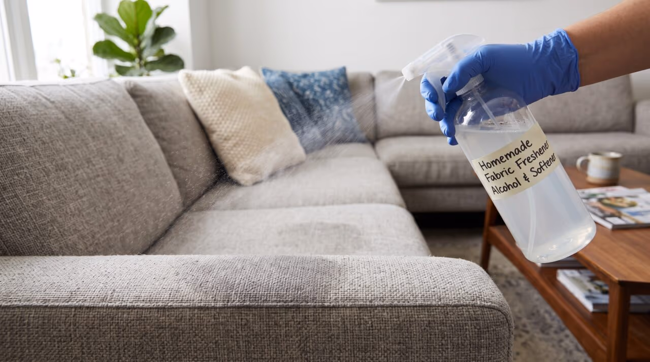 Borrifar álcool misturado com amaciante no sofá: por que essa solução caseira elimina odores e deixa o tecido macio e perfumado instantaneamente