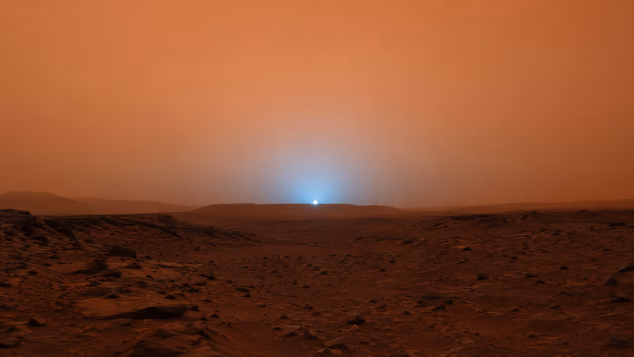 O pôr do sol azul de Marte parece mágico, mas revela algo importante sobre sua atmosfera