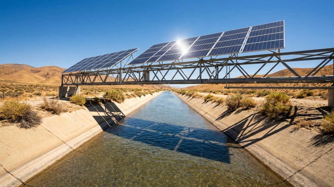 Califórnia cobre quilômetros de canais de irrigação com painéis solares para resolver dois problemas de uma vez
