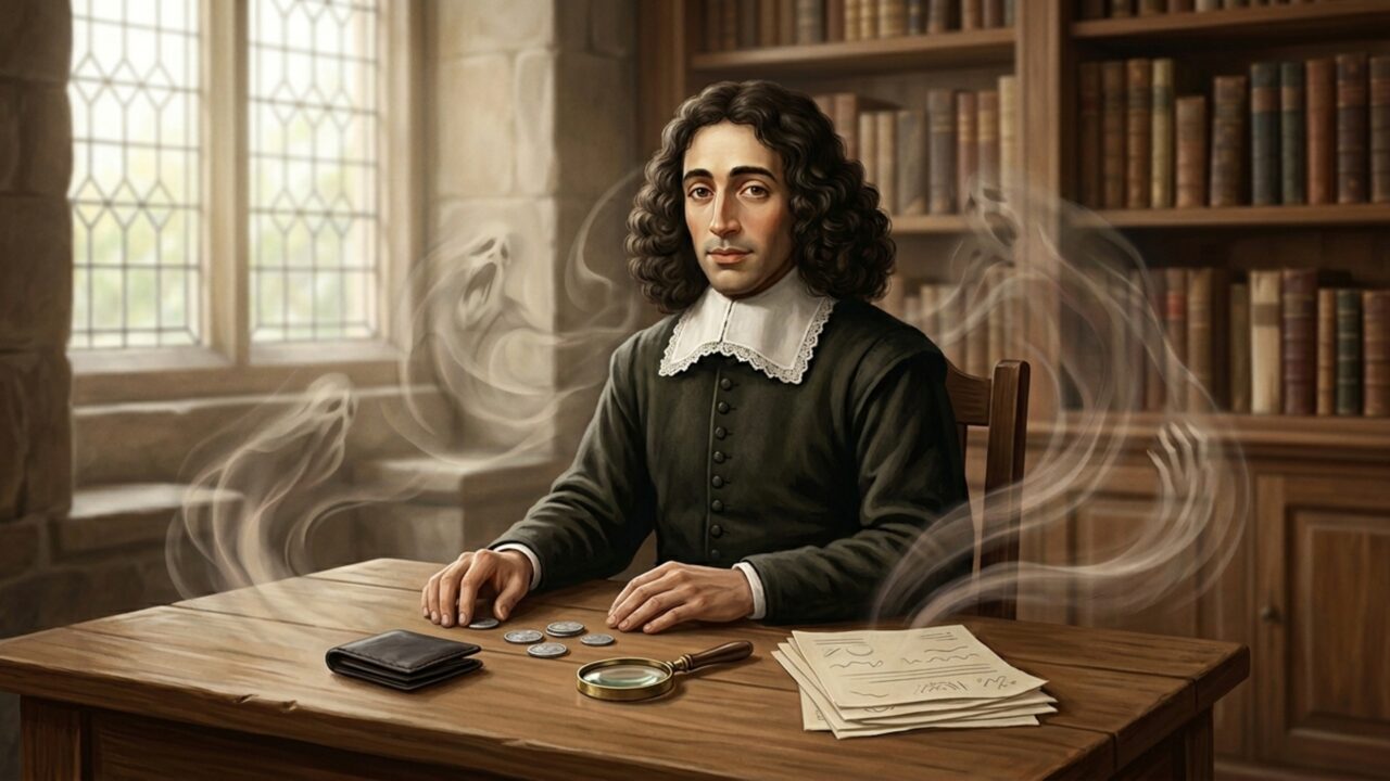Baruch Spinoza, pensador que via os afetos como correntes invisíveis do comportamento humano: “Não rimos, não choramos, nem odiamos; compreendemos”