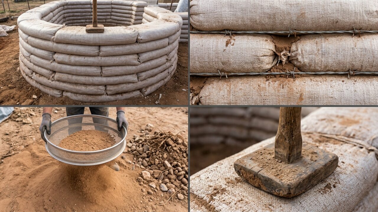 Uma família construiu a própria casa com sacos de terra do quintal e sem usar uma sequer grama de cimento