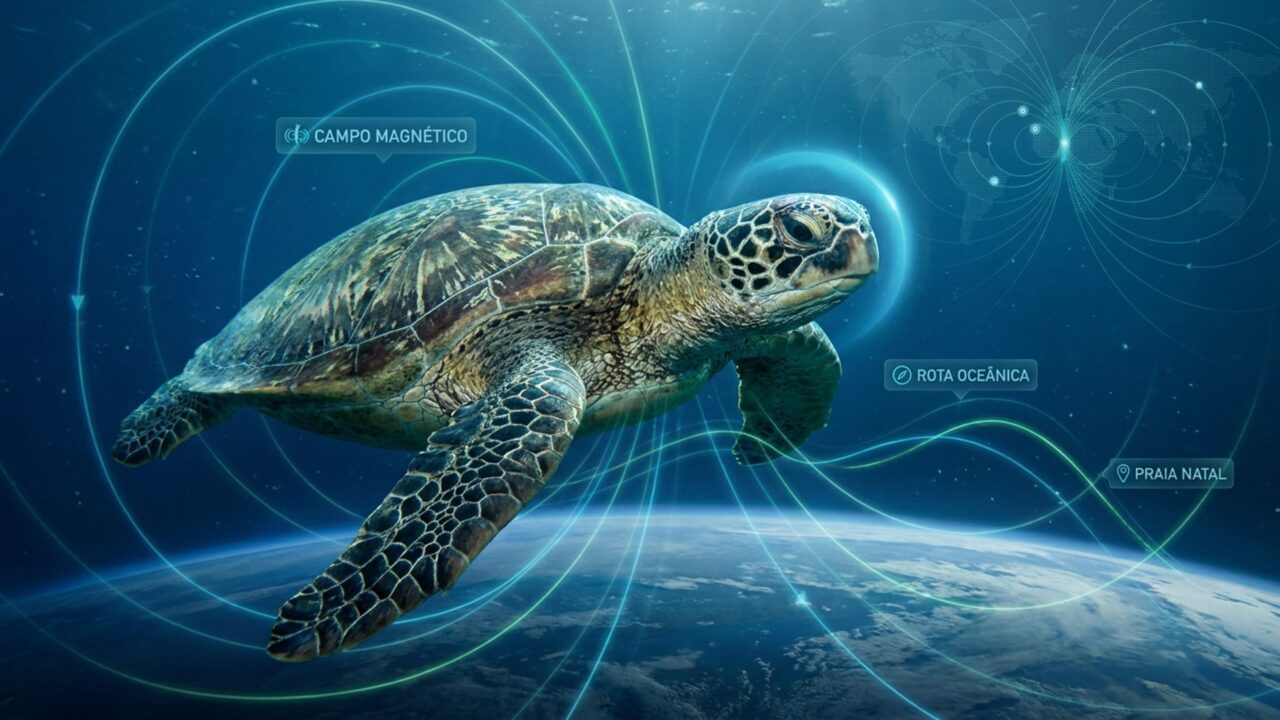 Mapeando anomalias no campo magnético da Terra, pesquisadores constataram que tartarugas marinhas navegam 20 anos pelo globo para botar ovos no exato metro de areia onde nasceram