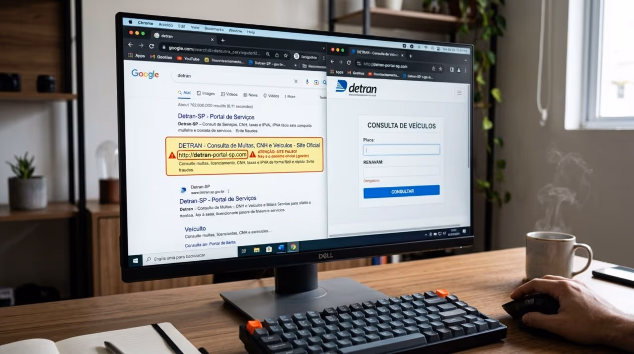 O Detran informa a todos que pesquisam no site online que devem ter atenção redobrada