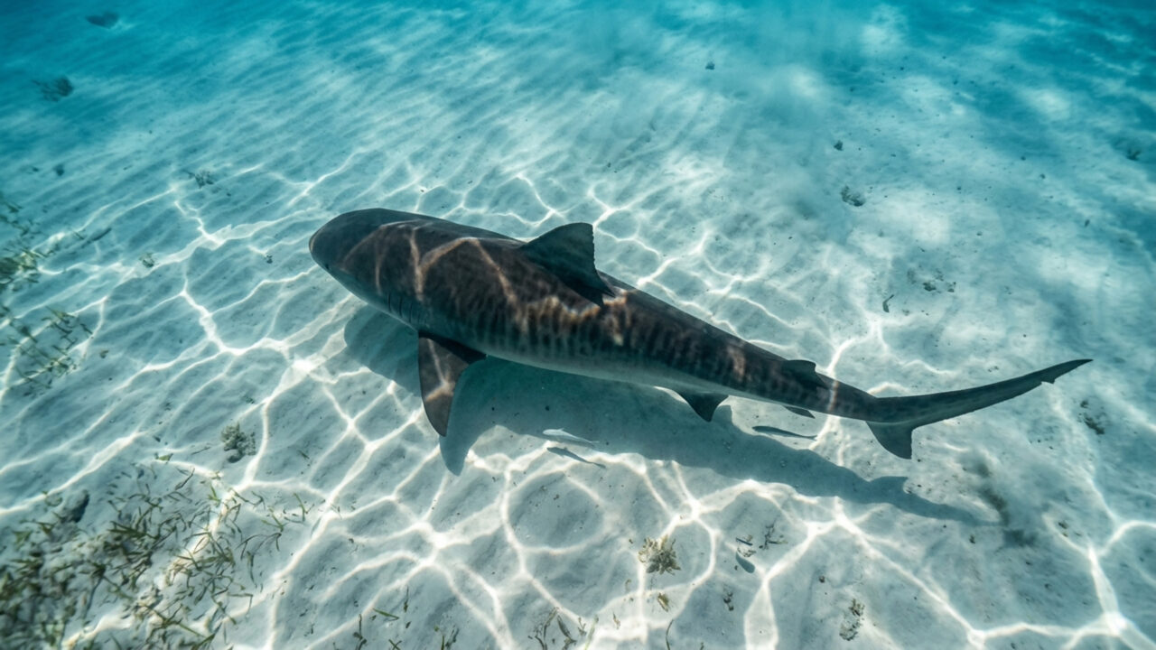 Conhecido como o lixeiro dos oceanos por devorar qualquer coisa, o predador de até 6 metros de comprimento vigia silenciosamente as praias