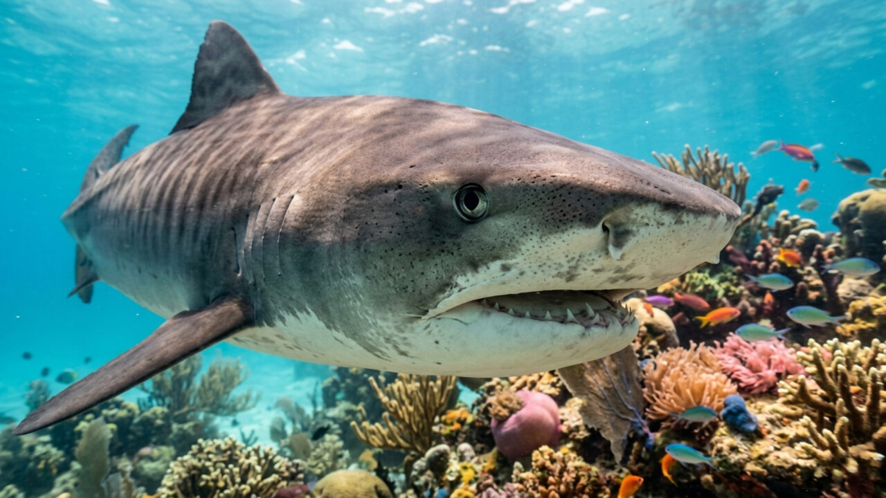 Conhecido como o lixeiro dos oceanos por devorar qualquer coisa, o predador de até 6 metros de comprimento vigia silenciosamente as praias