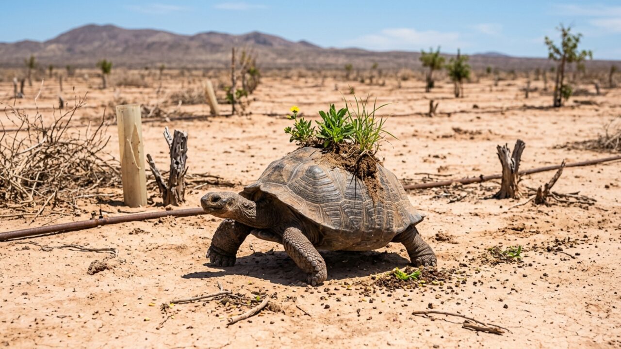 Enquanto humanos plantavam árvores e falhavam, essa tartaruga pode ajudar a reverdecer o deserto