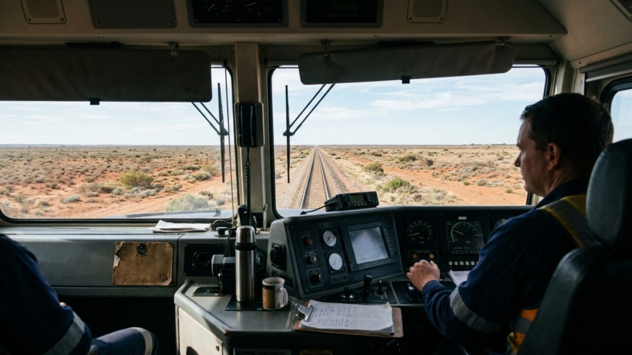 A ferrovia no meio do deserto australiano que possui 478 quilômetros de trilhos matematicamente retos sem fazer absolutamente nenhuma curva, fazendo com que os maquinistas sofram de hipnose grave e alucinações de tanto olharem para o vazio