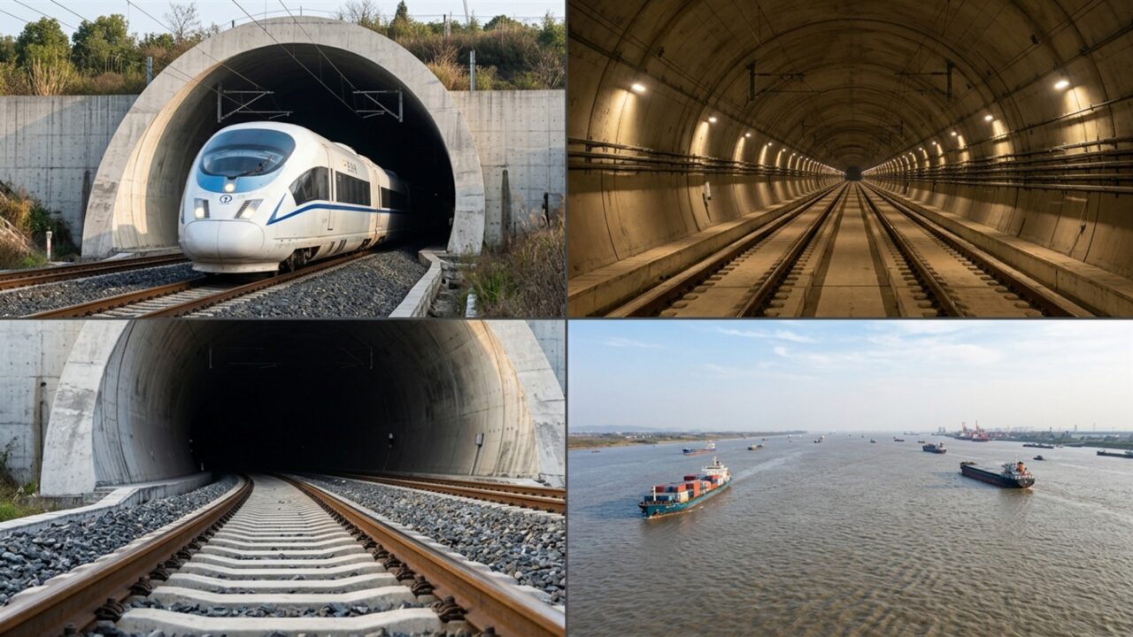 O país perfurou um rio a 89 metros de profundidade e criou um túnel onde trens passam a 350 km/h sem reduzir a velocidade