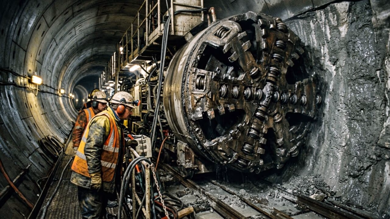 A escavação colossal e perigosa debaixo do oceano turbulento que removeu 4 milhões de metros cúbicos de rocha bruta para criar o único túnel de trens que conecta a Inglaterra à França com 50 quilômetros de escuridão total