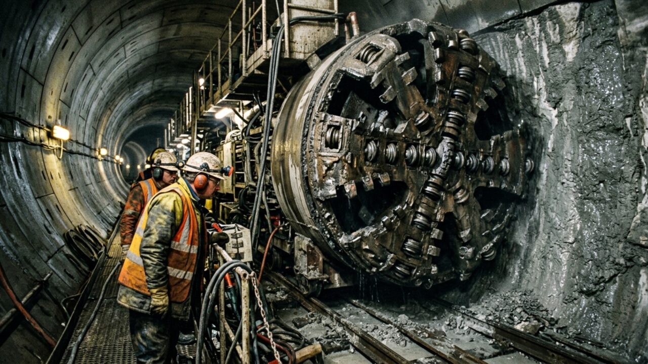 A escavação colossal e perigosa debaixo do oceano turbulento que removeu 4 milhões de metros cúbicos de rocha bruta para criar o único túnel de trens que conecta a Inglaterra à França com 50 quilômetros de escuridão total