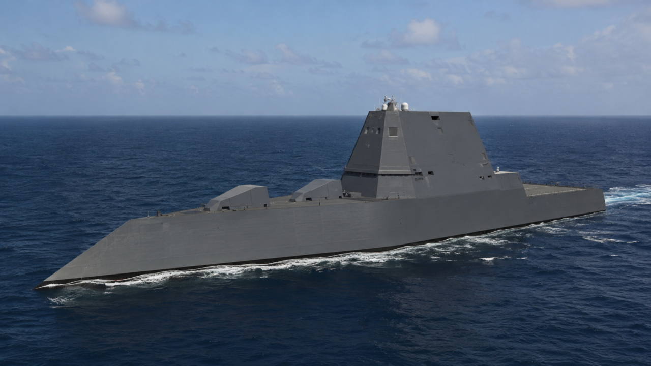 O navio invisível ao radar que troca torres clássicas por linhas futuristas e parece ter saído de um filme de ficção científica