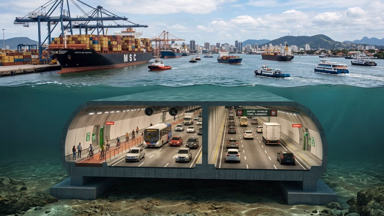 Brasil terá megatúnel sob o oceano de US$ 1,35 bilhão para conectar duas cidades em 5 minutos