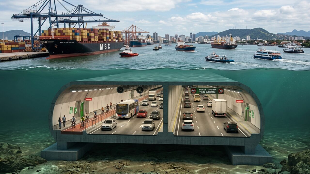 Brasil terá megatúnel sob o oceano de US$ 1,35 bilhão para conectar duas cidades em 5 minutos