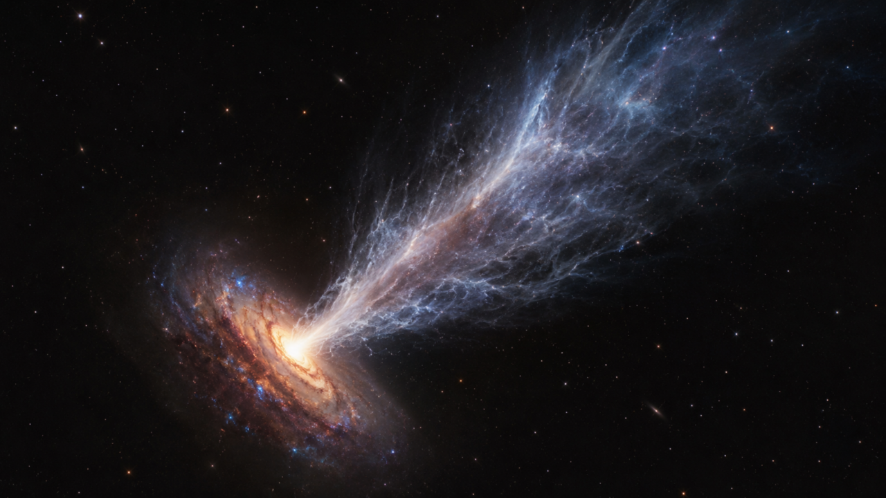 Telescópio espacial James Webb flagra vento cósmico capaz de matar uma galáxia e intriga astrônomos no mundo todo