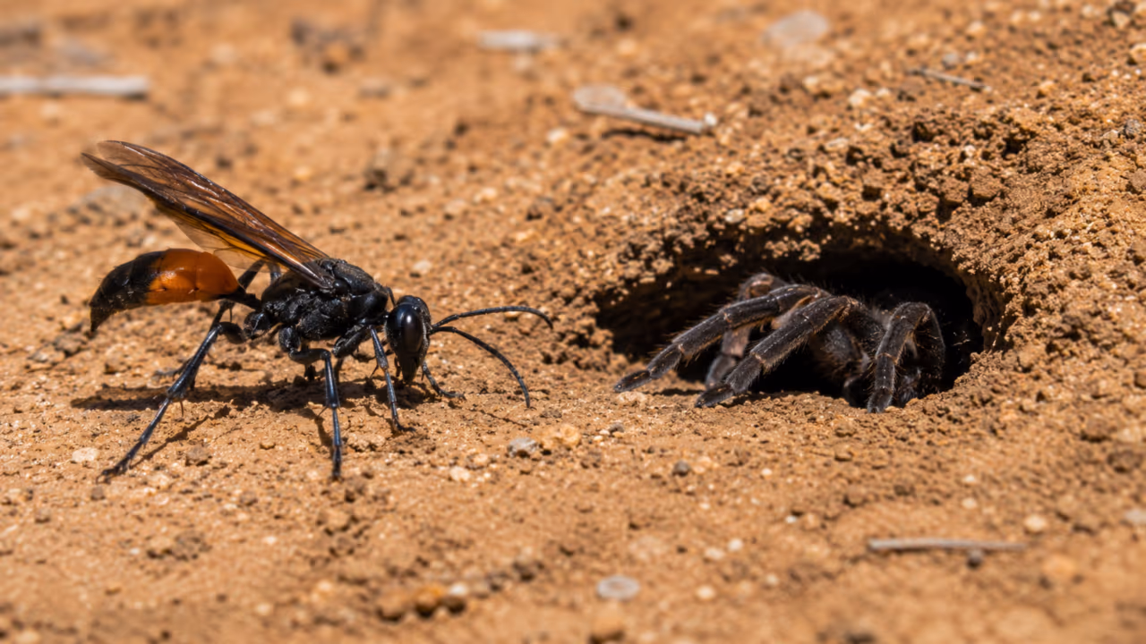 A vespa que caça aranhas gigantes e transforma a presa em berçário vivo
