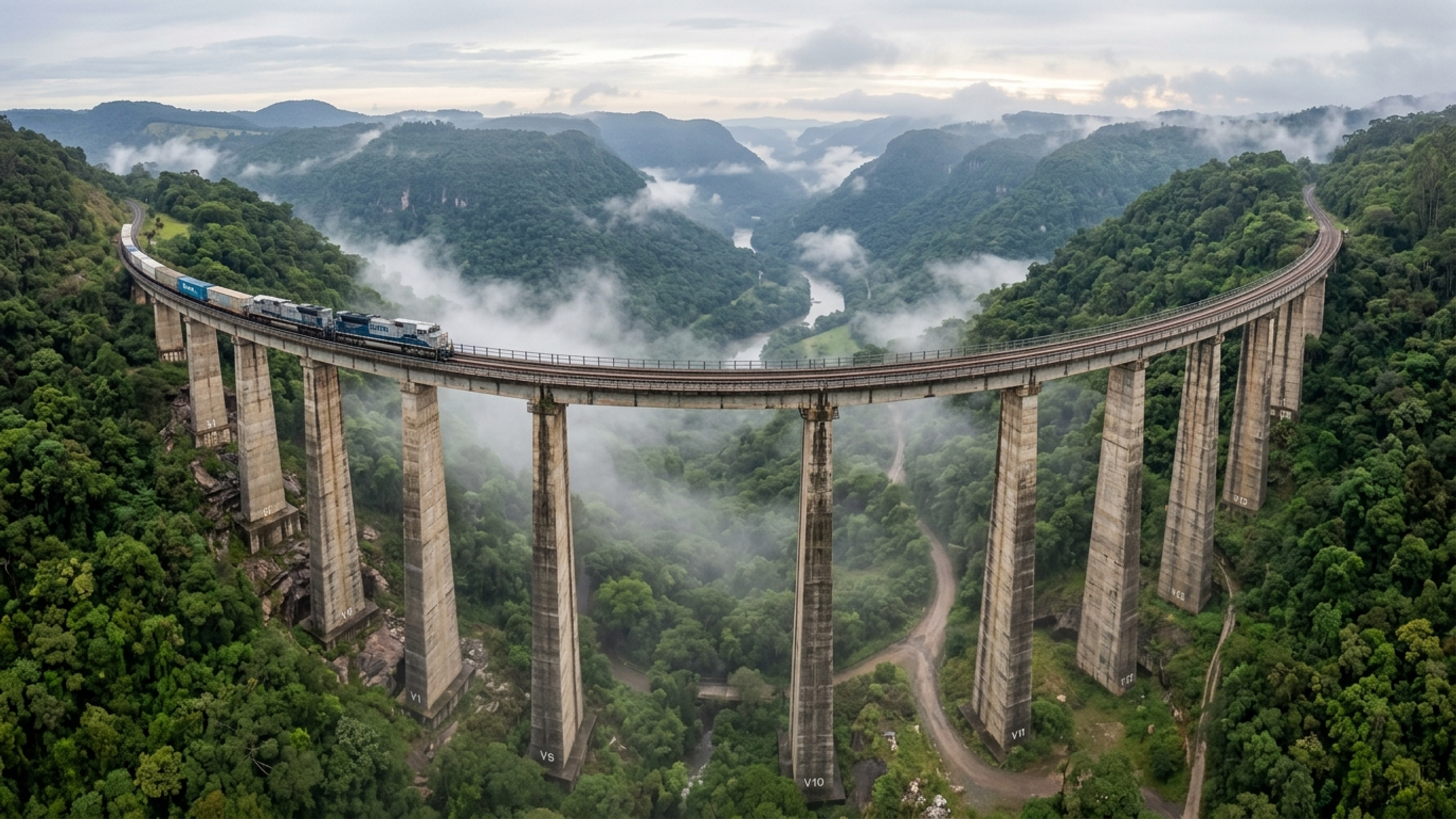 Estendendo-se por 509 metros de comprimento e a 143 metros de altura, a estrutura ferroviária de 1978 é o maior viaduto de toda a América Latina