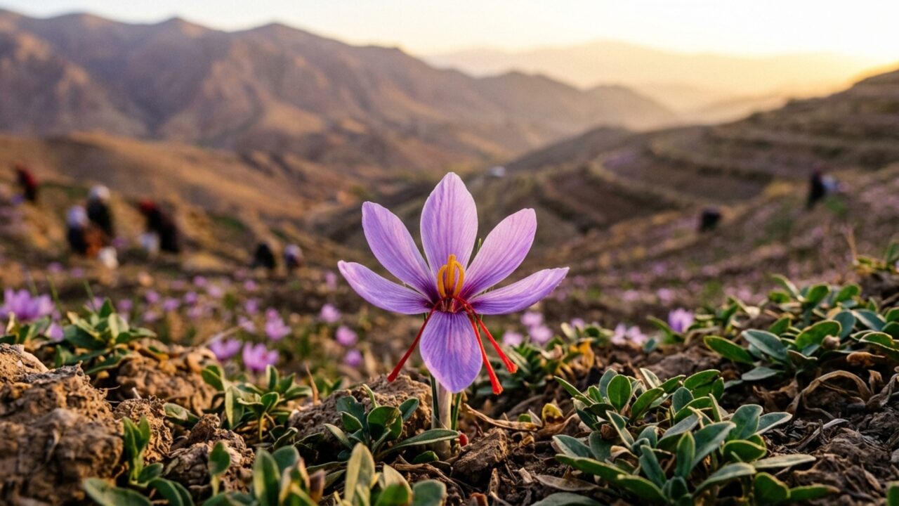 Quanto custa 1 grama de açafrão colhido fio por fio de flores roxas?