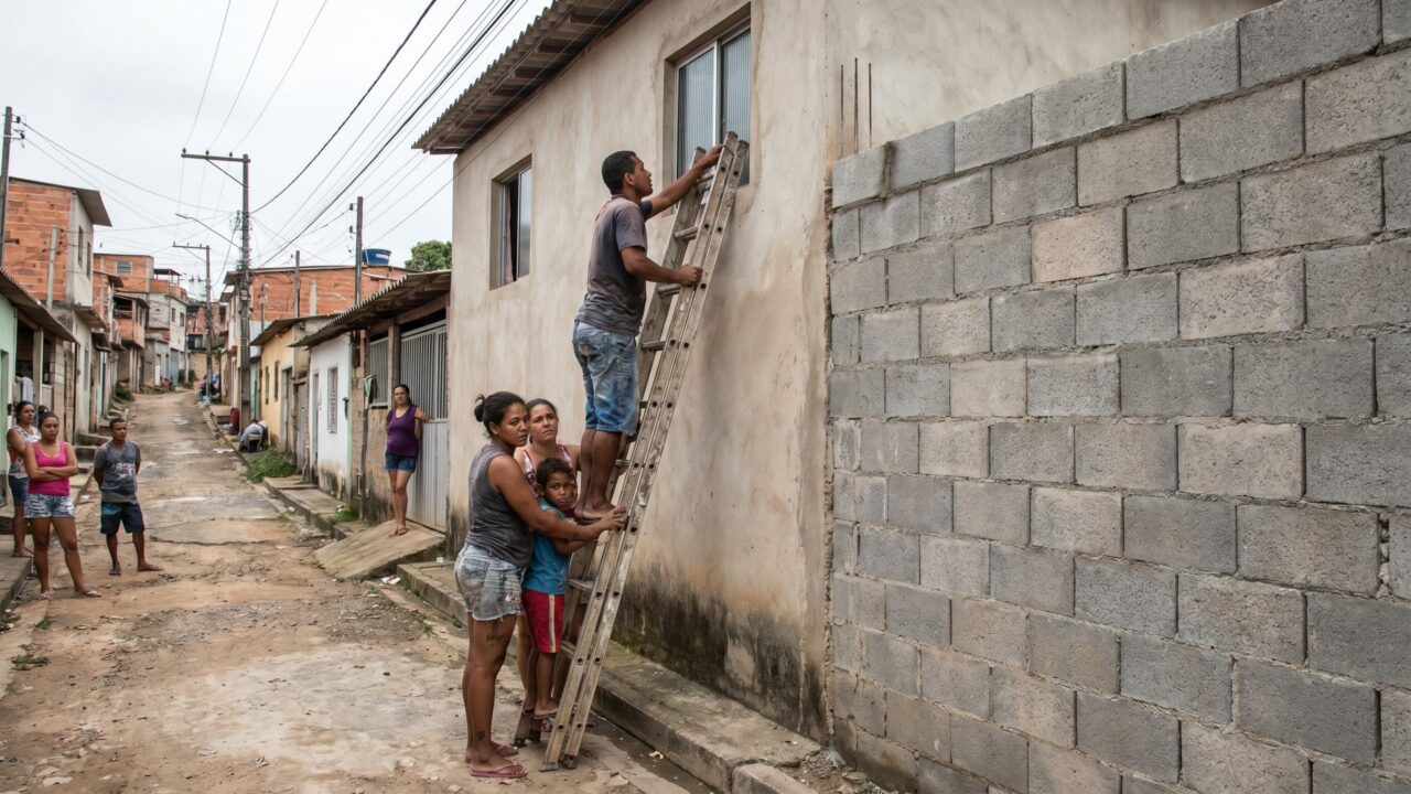 Vizinho constrói muro e agora família tem de usar escada para entrar em casa