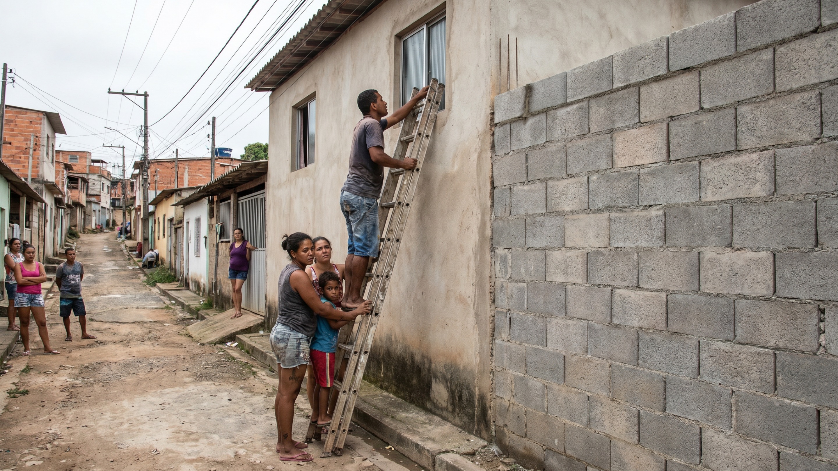 Vizinho constrói muro e agora família tem de usar escada para entrar em casa