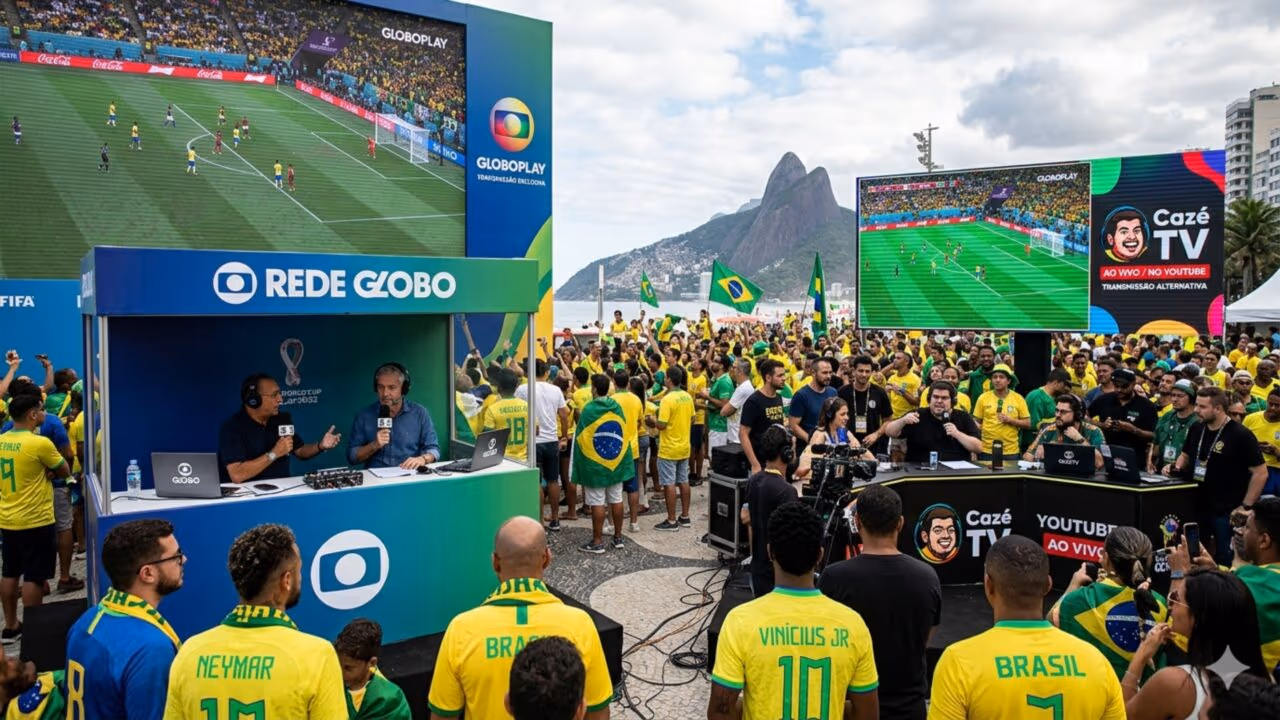 Você está assistindo a Copa do Mundo pela Globo ou pela CazéTV? O canal do Youtube que quebrou o maior monopólio esportivo da televisão brasileira