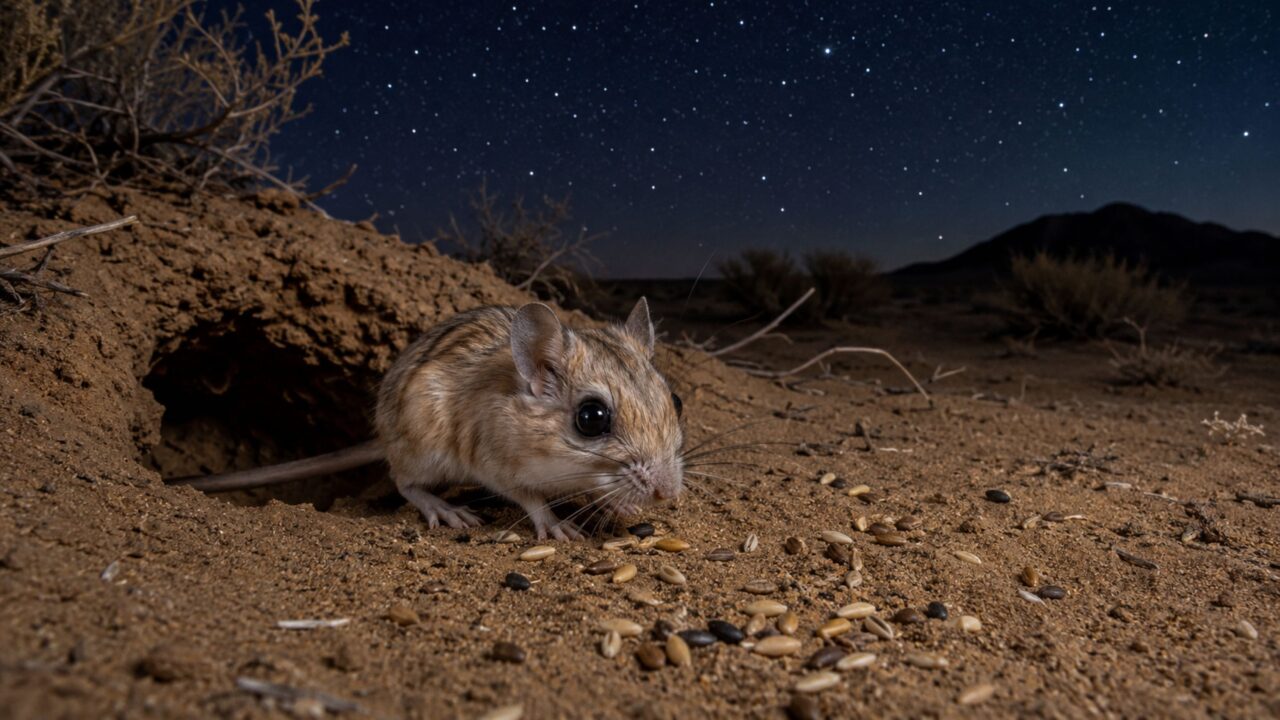 Sementes, tocas e hábitos noturnos ajudam esse roedor a sobreviver em regiões extremamente secas