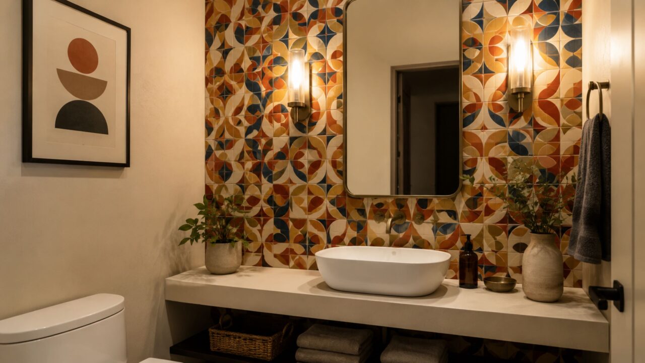 Usar o azulejo em uma área de destaque cria impacto visual sem deixar o ambiente carregado