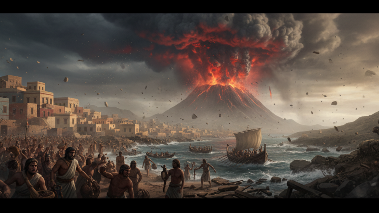 Cidade de Akrotiri foi abandonada pouco antes de uma das maiores erupções da Antiguidade