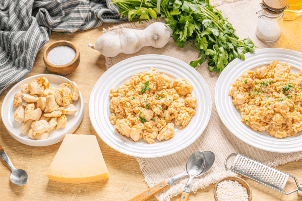 Aprenda a fazer arroz de frango cremoso e rico em proteína e sabor