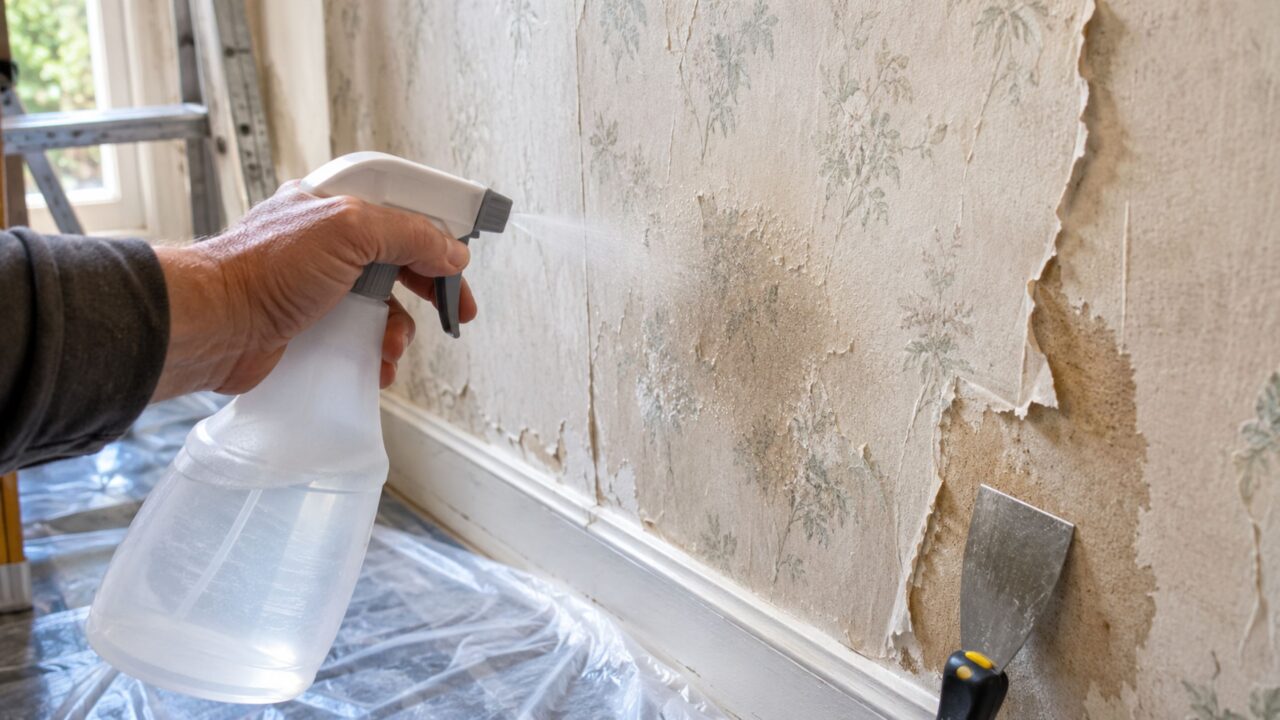 Spray caseiro com amaciante ajuda a amolecer a cola do papel de parede antigo