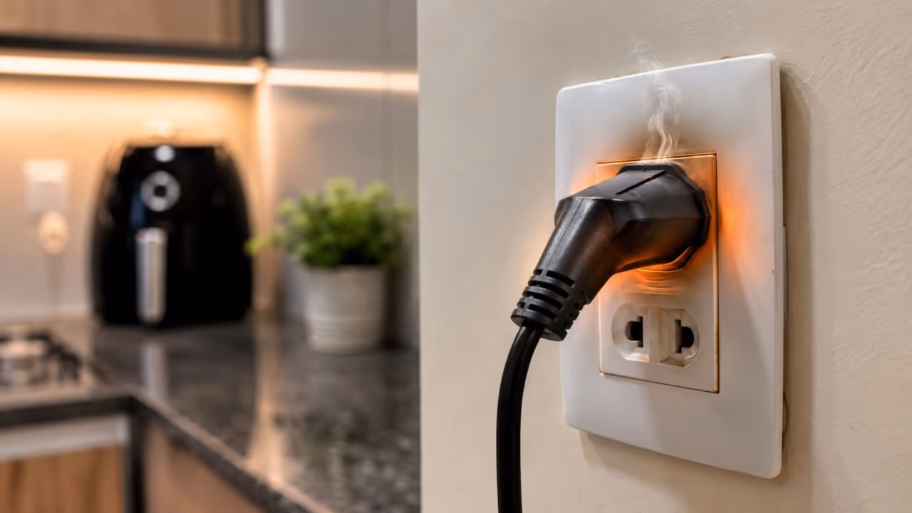 O perigo de usar fios finos demais nas tomadas da cozinha e do chuveiro elétrico