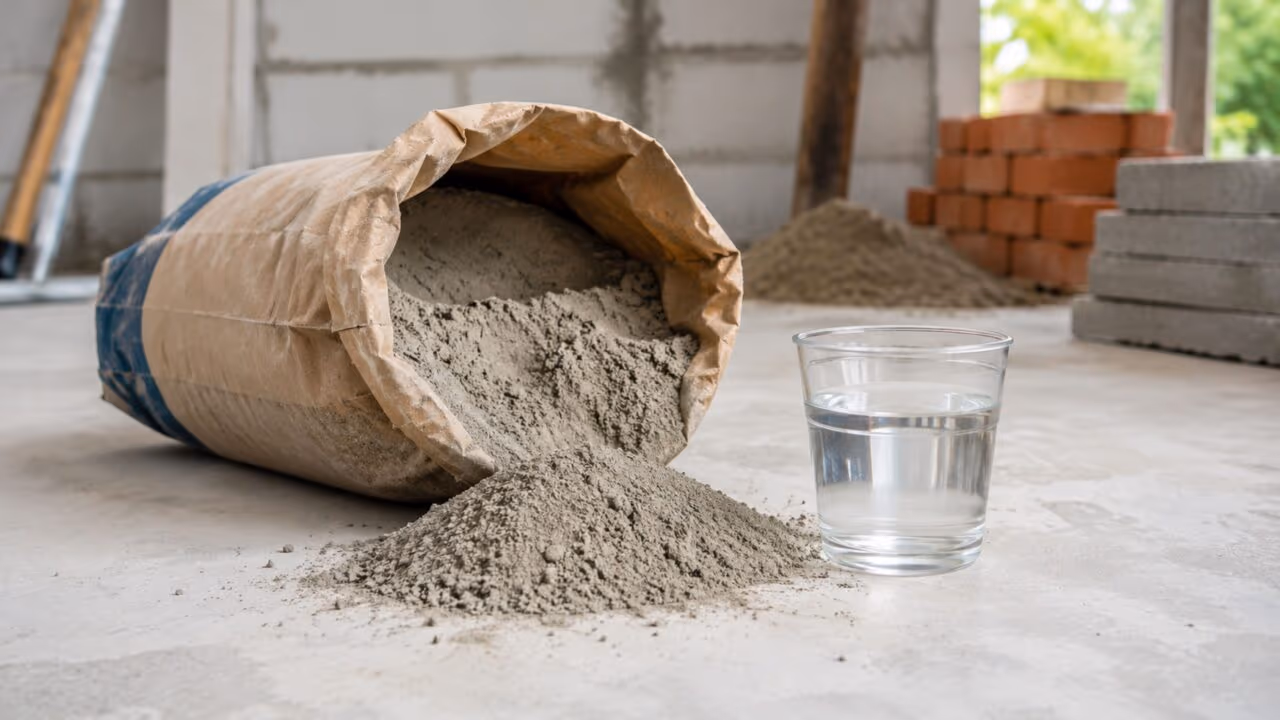 O teste do copo d’água para saber se o cimento que sobrou da obra ainda está bom para uso