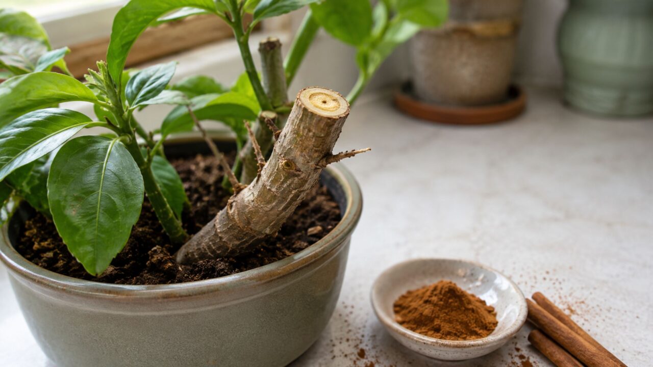 O truque caseiro e barato com canela em pó nas plantas cortadas contra fungos