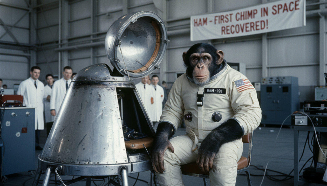 A incrível missão do chimpanzé que sobreviveu a um voo espacial em 1961