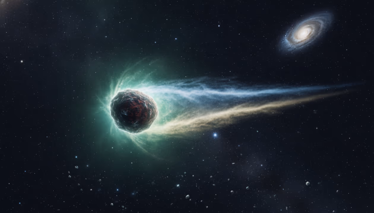 Descoberto em 2025, o cometa interestelar 3I/ATLAS pode ter cerca de 7 bilhões de anos, o que significa que ele já vagava pela Via Láctea bilhões de anos antes do surgimento do Sistema Solar