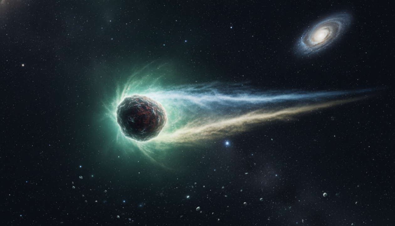 Descoberto em 2025, o cometa interestelar 3I/ATLAS pode ter cerca de 7 bilhões de anos, o que significa que ele já vagava pela Via Láctea bilhões de anos antes do surgimento do Sistema Solar