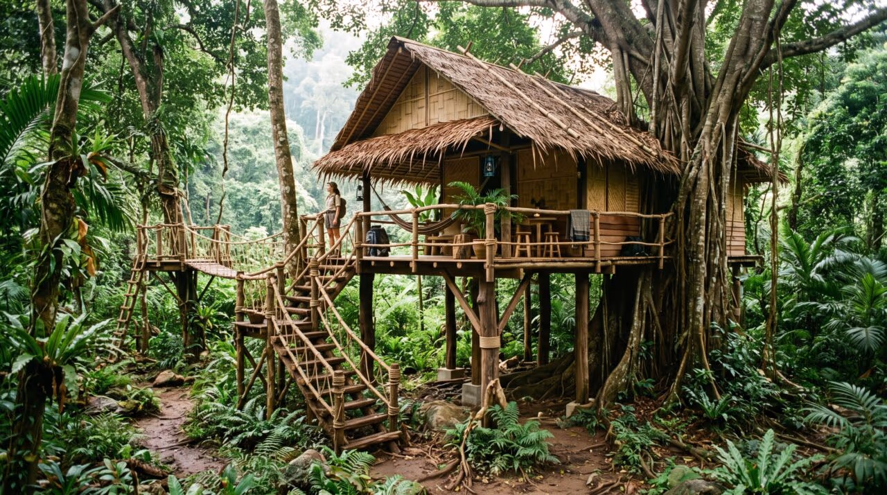 Eles construíram uma casa moderna com piscina privada na floresta utilizando ferramentas básicas em 69 dias