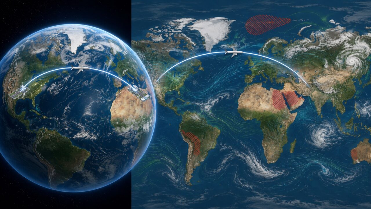 A geometria do globo explica por que o caminho mais curto parece arqueado
