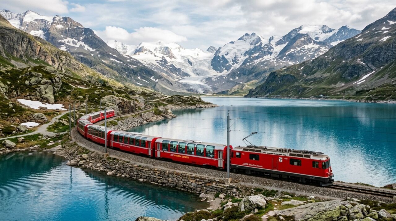 A rota mistura lagos, montanhas e trechos históricos nos Alpes