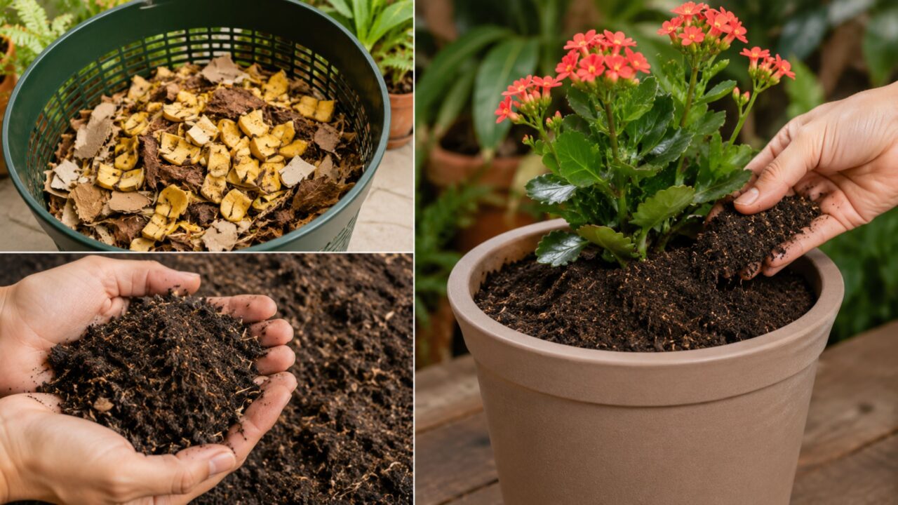 A compostagem transforma a casca em complemento orgânico para o substrato