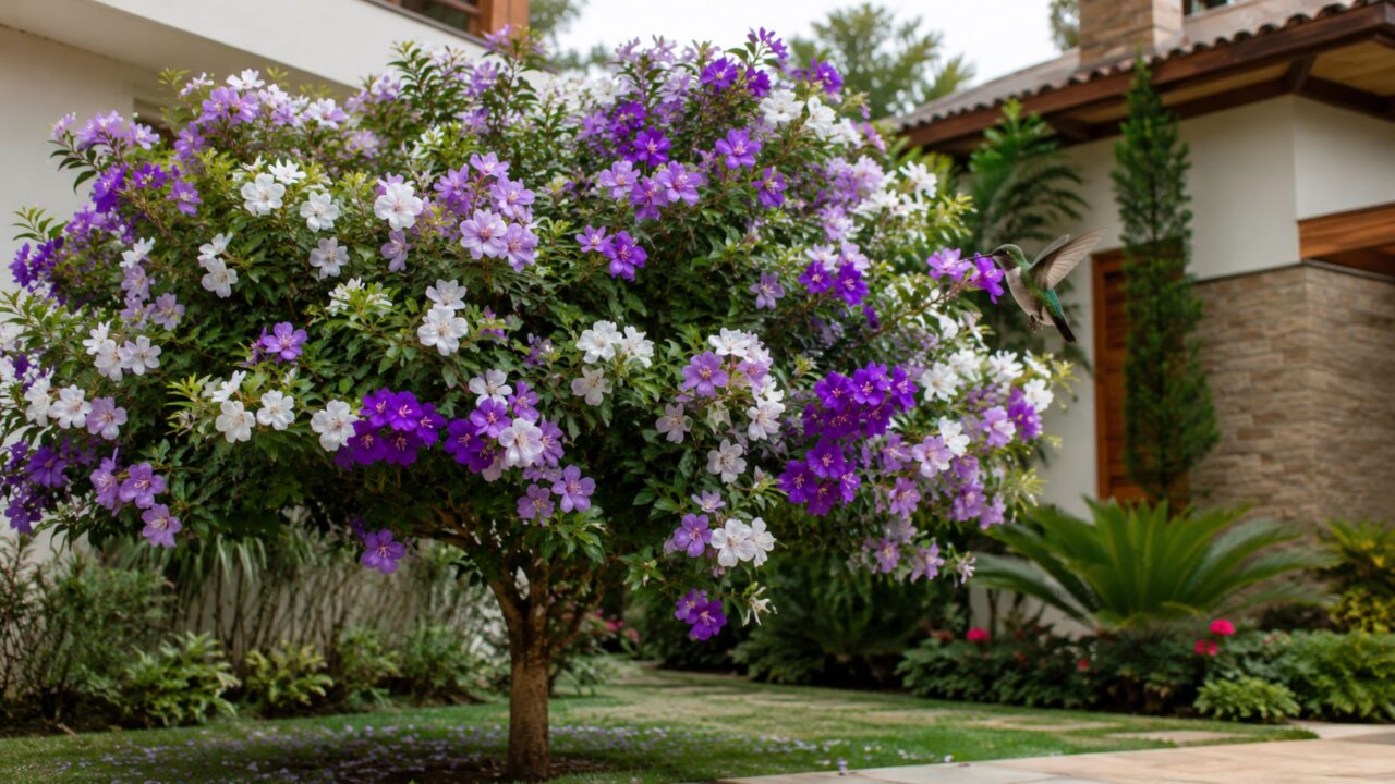 Árvore brasileira perfumada encanta com flores que mudam de cor e atraem visitantes alados