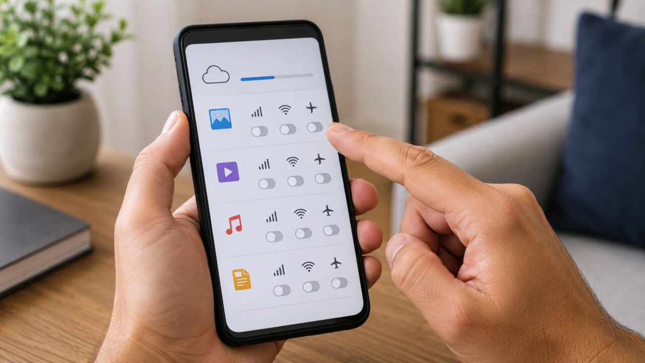 O download automático pode ser limitado para cada tipo de mídia