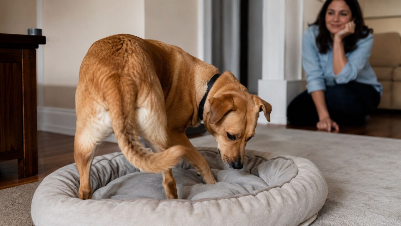 O giro ajuda o cachorro a se acomodar e também pode revelar desconforto