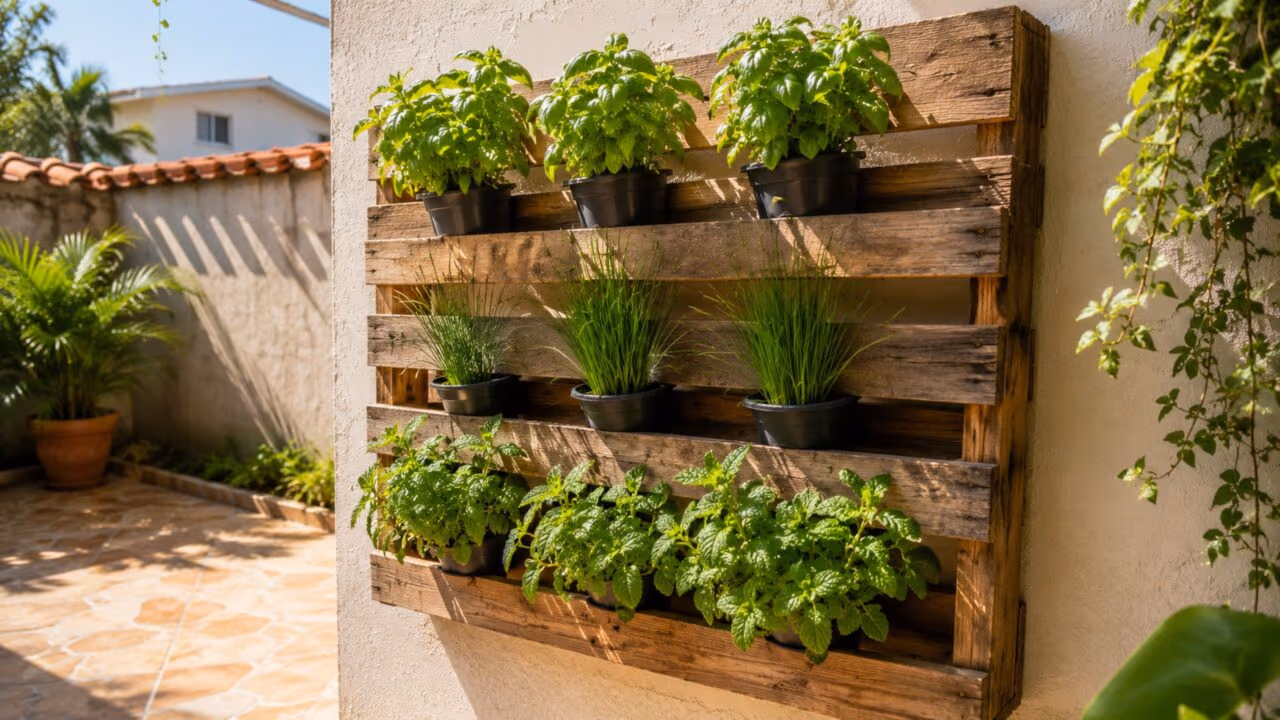 Como montar uma horta vertical usando paletes velhos e transformar qualquer parede vazia