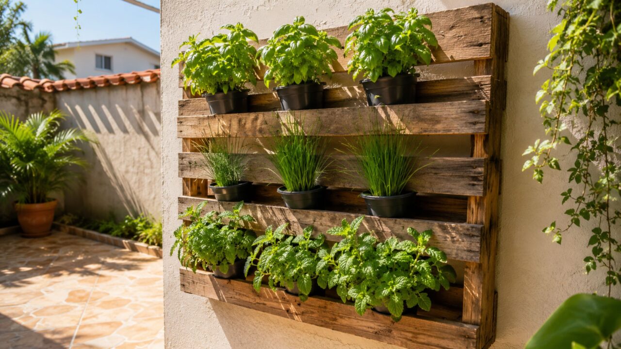 Como montar uma horta vertical usando paletes velhos e transformar qualquer parede vazia