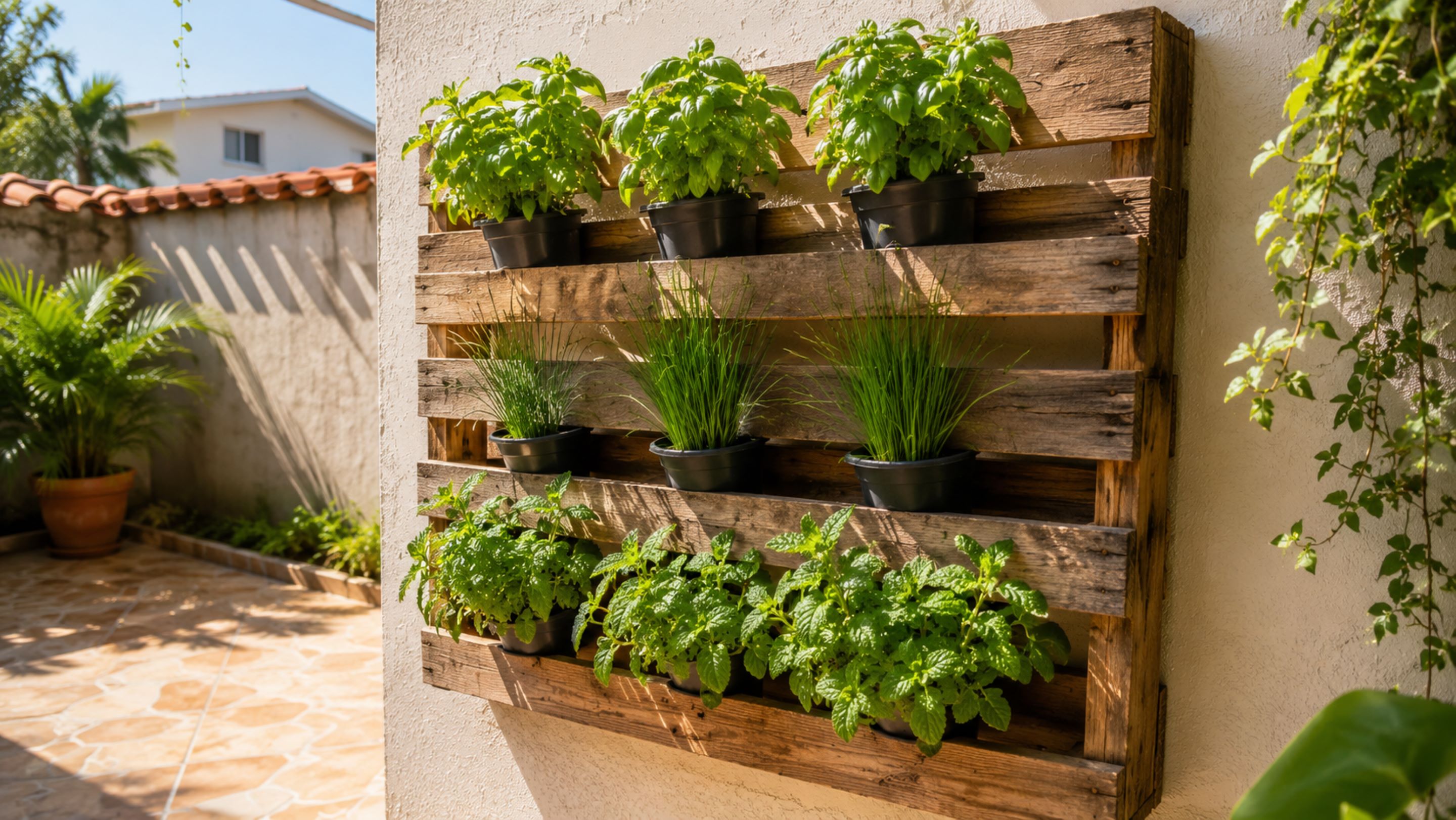 Como montar uma horta vertical usando paletes velhos e transformar qualquer parede vazia